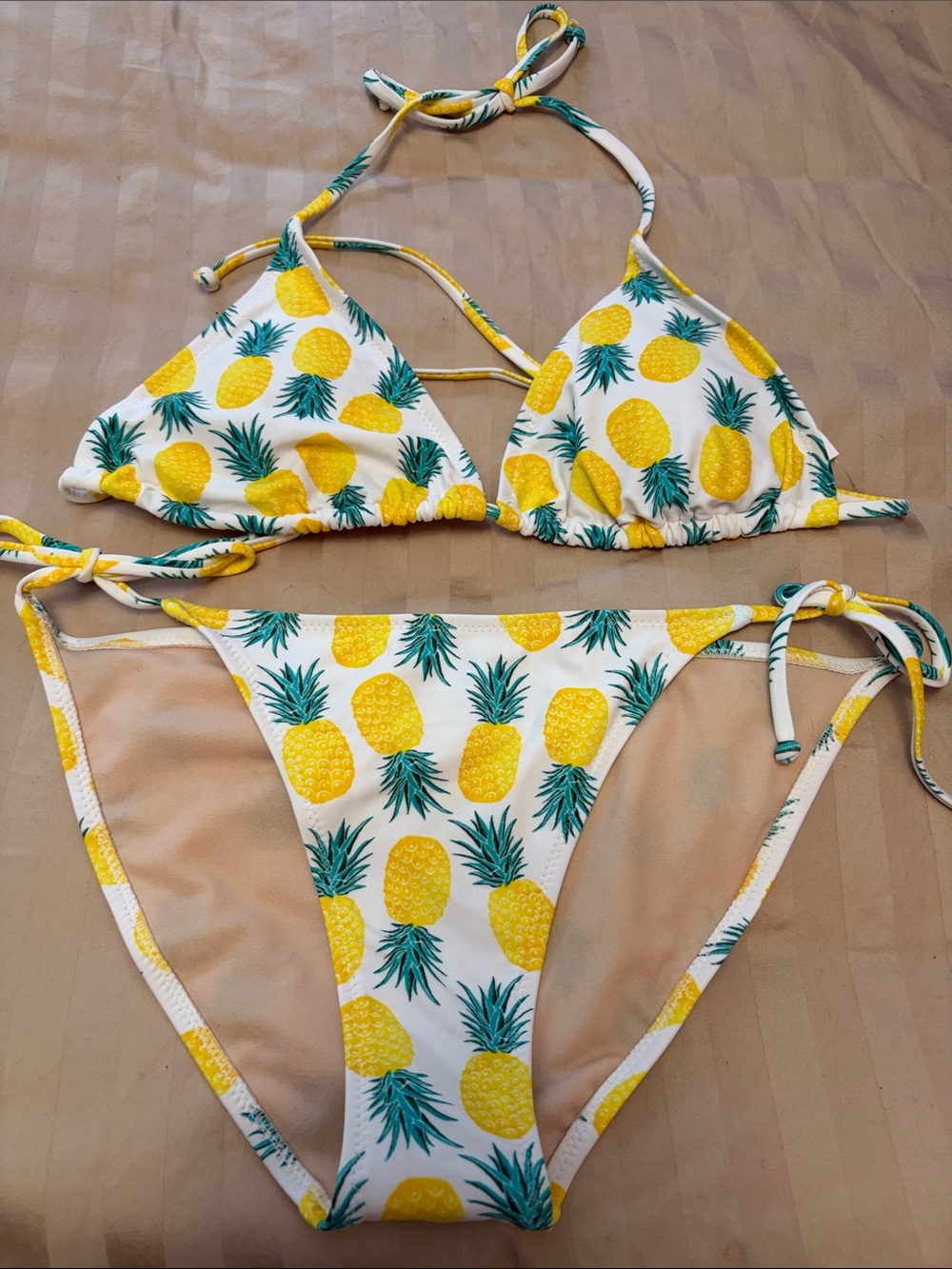 Old Navy Yellow Pineapple Print Triangle Bikini